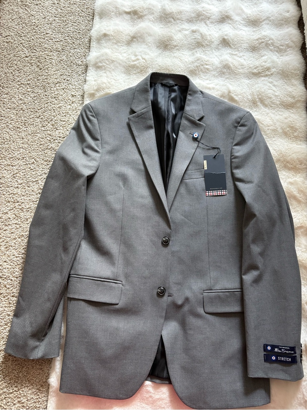 Ben Sherman Men's Grey Single-Breasted Stretch Blazer